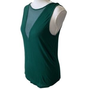 ALO Yoga Green Warmup V-Neck Mesh Athletic Tank Top S